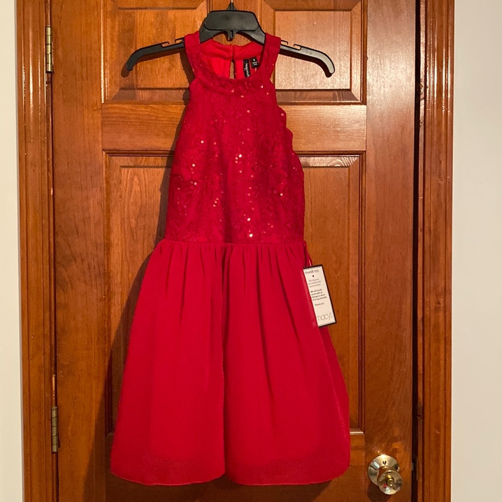 Speechless Red Halter Top Sequin Social Dress